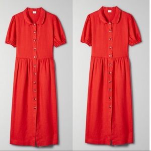 Wilfred for Aritzia Naeva Button Up Red Dress XXS